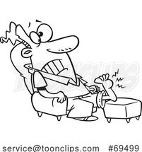 Cartoon Black and White Guy Resting His Wart Covered Foot by Toonaday