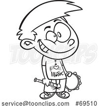 Cartoon Black and White Boy with an I Love Music Shirt by Toonaday