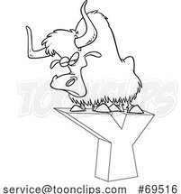 Cartoon Black and White Yak on a Letter Y by Toonaday