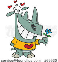Cartoon Romantic Rhinoceros by Toonaday