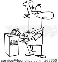 Cartoon Voter Holding His Wallet and Putting Cash in a Ballot Box by Toonaday