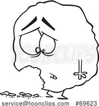 Cartoon Black and White Sad Crumbling Cookie by Toonaday
