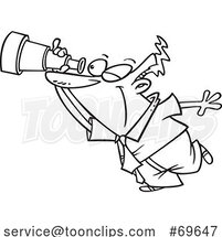 Cartoon Black and White Guy Looking Through a Telescope by Toonaday