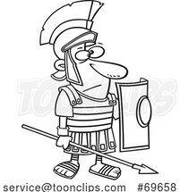 Cartoon Black and White Roman Soldier by Toonaday