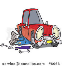 Cartoon Mechanic Working Under a Car by Toonaday