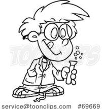 Cartoon Black and White Boy Scientist by Toonaday