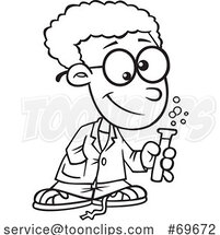 Cartoon Black and White Boy Scientist by Toonaday