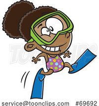 Cartoon Girl Running with Swim Fins by Toonaday