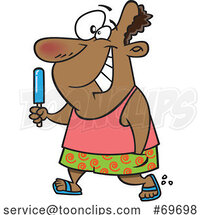 Cartoon Happy Guy Walking and Eating a Popsicle by Toonaday