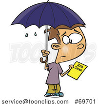 Cartoon Boy Holding a Rain Check and Umbrella by Toonaday