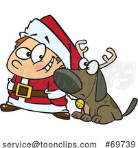 Cartoon Happy Little Boy Holding up Christmas Socks #55655 by Ron Leishman