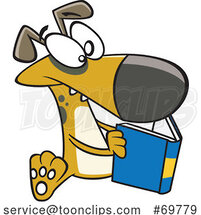 Cartoon Dog Reading a Book by Toonaday
