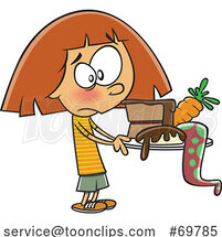 Cartoon Girl with a Hodgepodge of Food by Toonaday