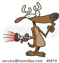 Cartoon Deer Holding a Flashlight by Toonaday