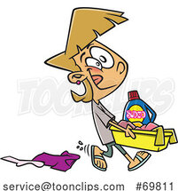 Cartoon Girl Carrying a Laundry Basket by Toonaday