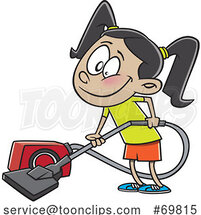 Cartoon Girl Vacuuming by Toonaday