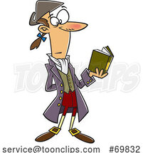 Cartoon Ichabod Crane Reading a Book by Toonaday