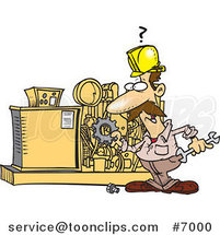 Cartoon Mechanic Working on a Machine by Toonaday