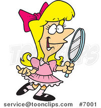 Cartoon Pretty Girl Holding a Mirror by Toonaday