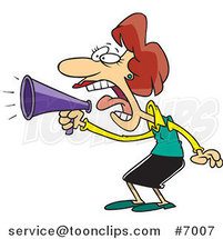 Cartoon Business Woman Using a Megaphone by Toonaday