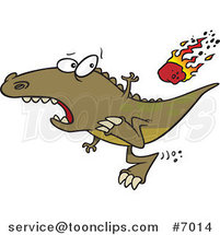 Cartoon Dinosaur Running from a Falling Meteor by Toonaday