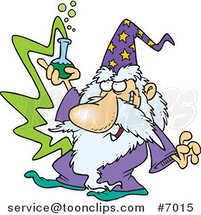 Cartoon Merlin Holding a Beaker by Toonaday