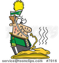 Cartoon Sweaty Musician Looking at His Melted Sousaphone by Toonaday