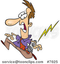 Cartoon Misfortunate Business Man Running from Lightning by Toonaday
