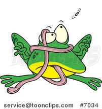 Cartoon Frog Tangled in His Tongue by Toonaday