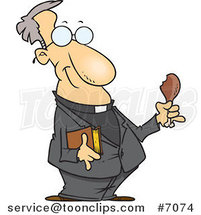 Cartoon Minister Holding a Bible and Drumstick by Toonaday
