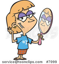 Cartoon Lady Staring Vainly in a Mirror by Toonaday