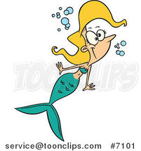 Cartoon Happy Swimming Mermaid by Toonaday