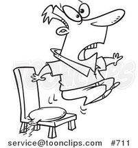 Cartoon Line Art Design of a Guy Bouncing out of His Chair After Sitting on a Whoopee Cushion by Toonaday