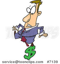 Cartoon Business Man Balancing on a Dollar Symbol by Toonaday