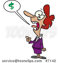 Cartoon Business Woman Shouting About Money by Toonaday