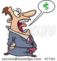 Cartoon Business Man Shouting About Money by Toonaday