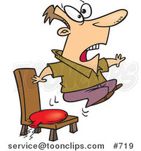 Cartoon Guy Bouncing out of His Chair After Sitting on a Whoopee Cushion by Toonaday