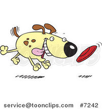 Cartoon Dog Fetching a Disc by Toonaday