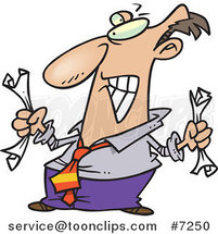 Cartoon Fed up Business Man Crumpling Paper by Toonaday