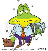 Cartoon Tired Frog Business Man by Toonaday