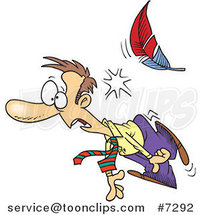 Cartoon Feather Knocking out a Business Man by Toonaday
