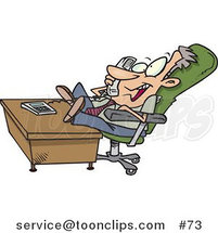 Cartoon Lazy Businessman with His Feet on a Desk, Talking on a Phone by Toonaday