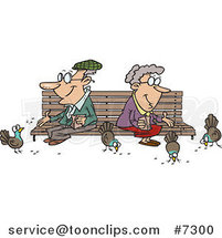 Cartoon Senior Couple Feeding Birds by Toonaday