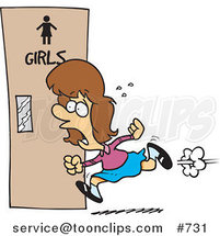 Cartoon Little Girl Rushing to the Restroom by Toonaday