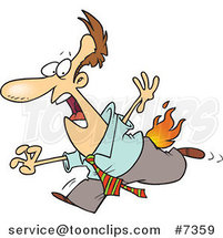 Cartoon Business Man Running with His Pants on Fire by Toonaday