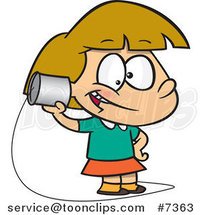 Cartoon Girl Using a Can Phone by Toonaday