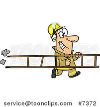 Cartoon Fire Fighter Carrying a Ladder by Toonaday