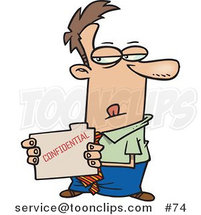 Cartoon Sneaky Businessman Looking at a Confidential File by Toonaday