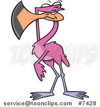 Cartoon Flamingo Covering His Eyes by Toonaday