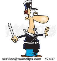 Cartoon Officer Gesturing to Stop and Whistling by Toonaday